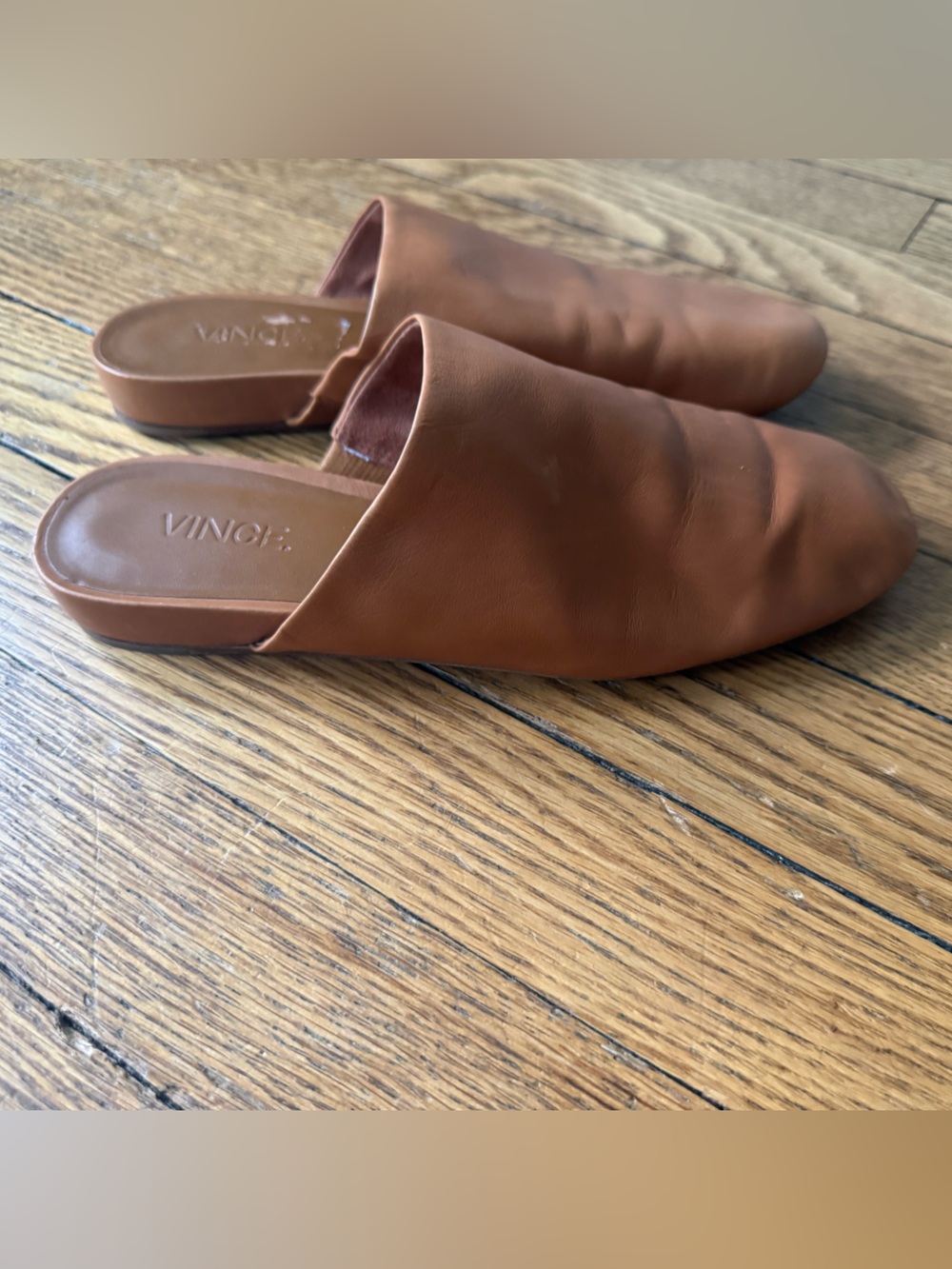 Vince Brown Leather Slip-On Mules - Size 6
